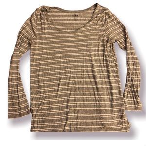 GAP Light Grey & White Stripe Long Sleeve Size L